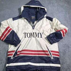 Vintage 90s Tommy-Style Colorblock Pullover Jacket Distressed Y2K Streetwear M